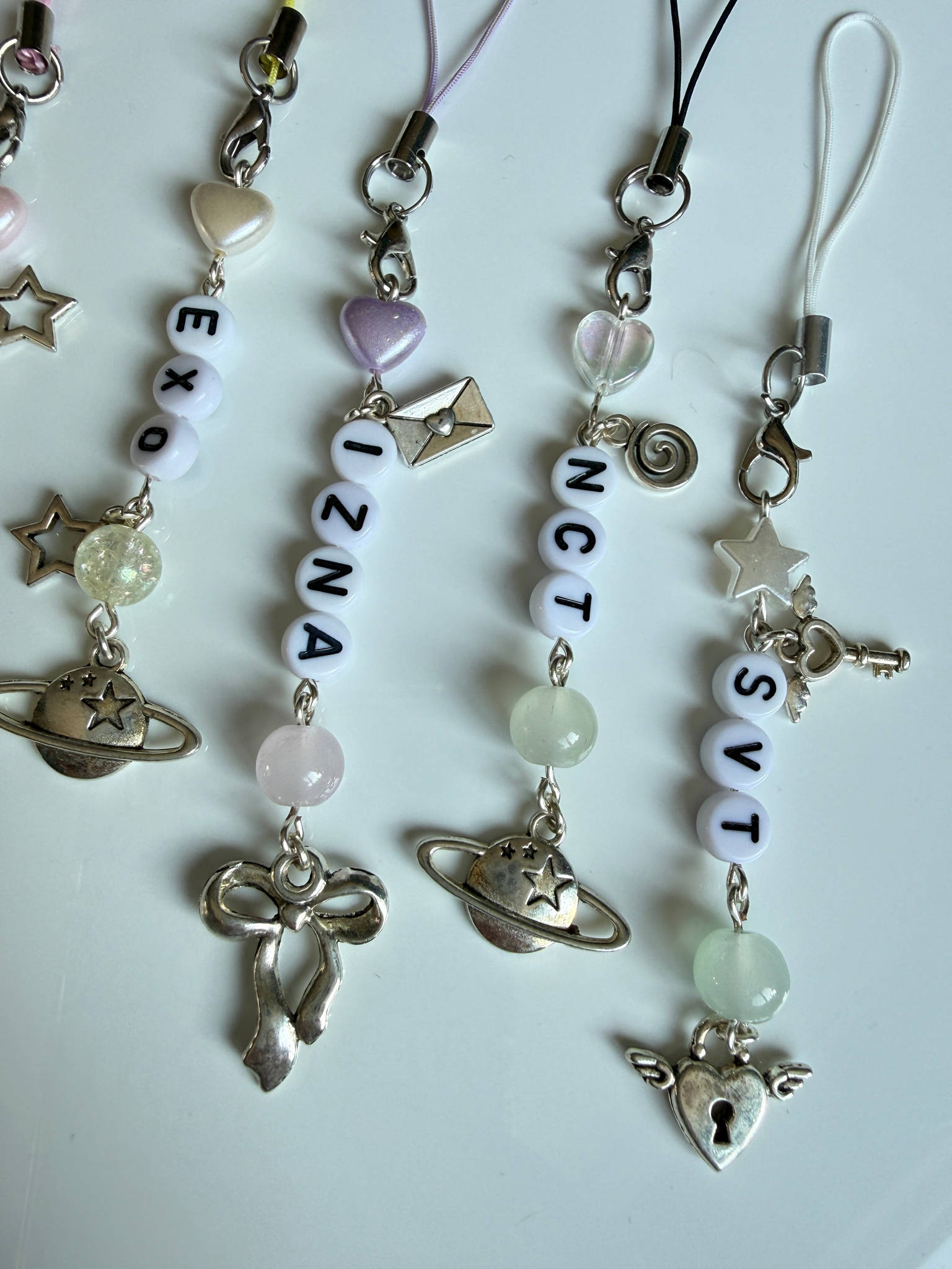 Handmade Kpop Group Phone Charms , Beaded phone charm, Kpop Bag Charm Beadsbylillixx
