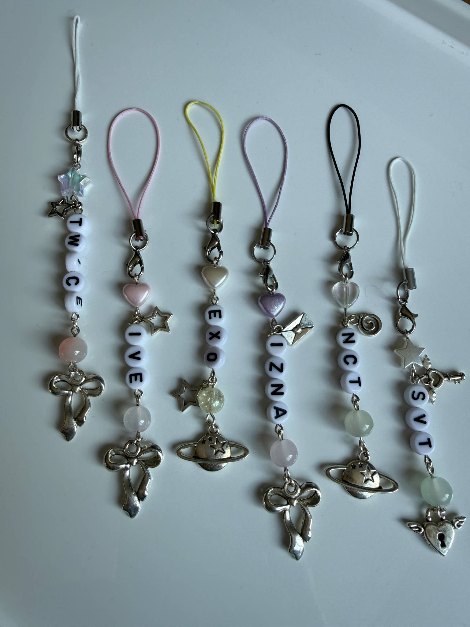Handmade Kpop Group Phone Charms , Beaded phone charm, Kpop Bag Charm Beadsbylillixx