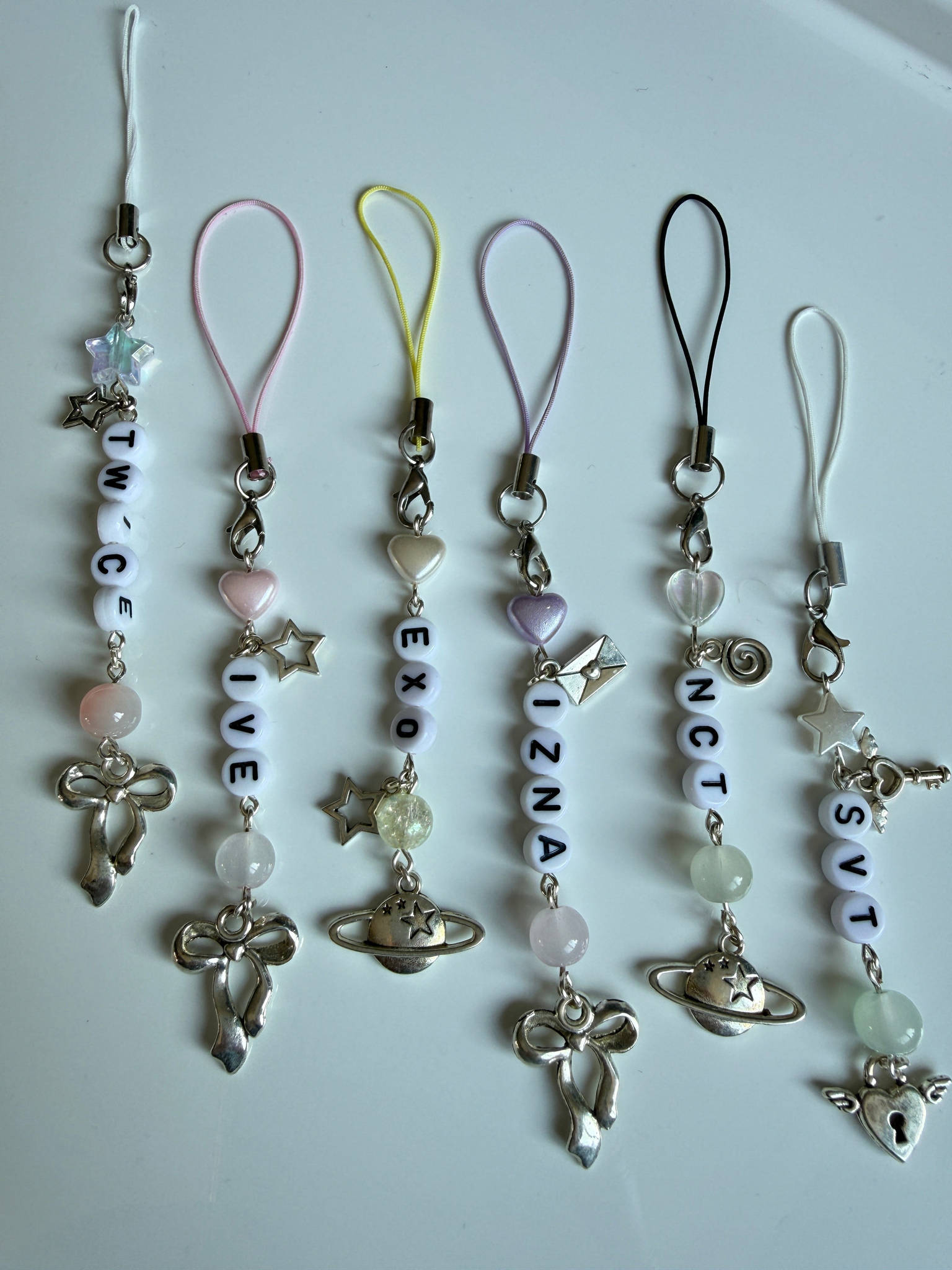 Handmade Kpop Group Phone Charms , Beaded phone charm, Kpop Bag Charm Beadsbylillixx