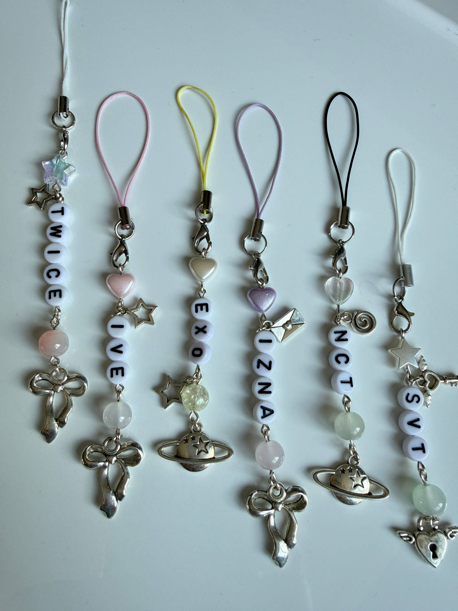 Handmade Kpop Group Phone Charms , Beaded phone charm, Kpop Bag Charm Beadsbylillixx