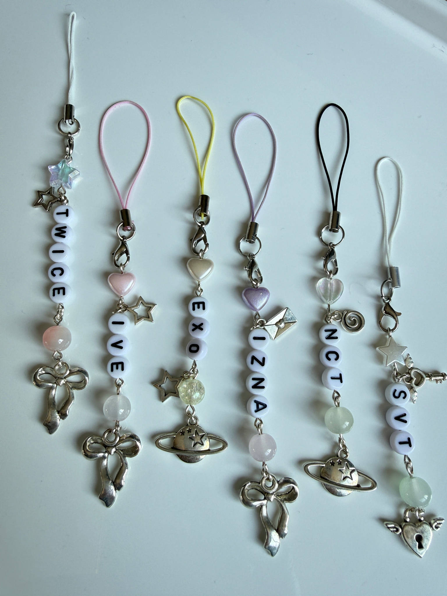 Handmade Kpop Group Phone Charms , Beaded phone charm, Kpop Bag Charm Beadsbylillixx