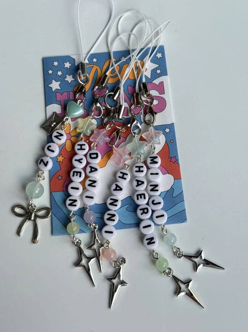 Handmade Kpop New Jeans Phone Charms: kawaii Beaded Jewelry, New Jeans Beadsbylillixx