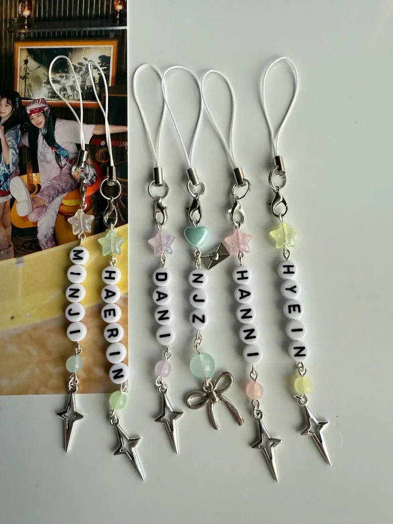 Handmade Kpop New Jeans Phone Charms: kawaii Beaded Jewelry, New Jeans Beadsbylillixx
