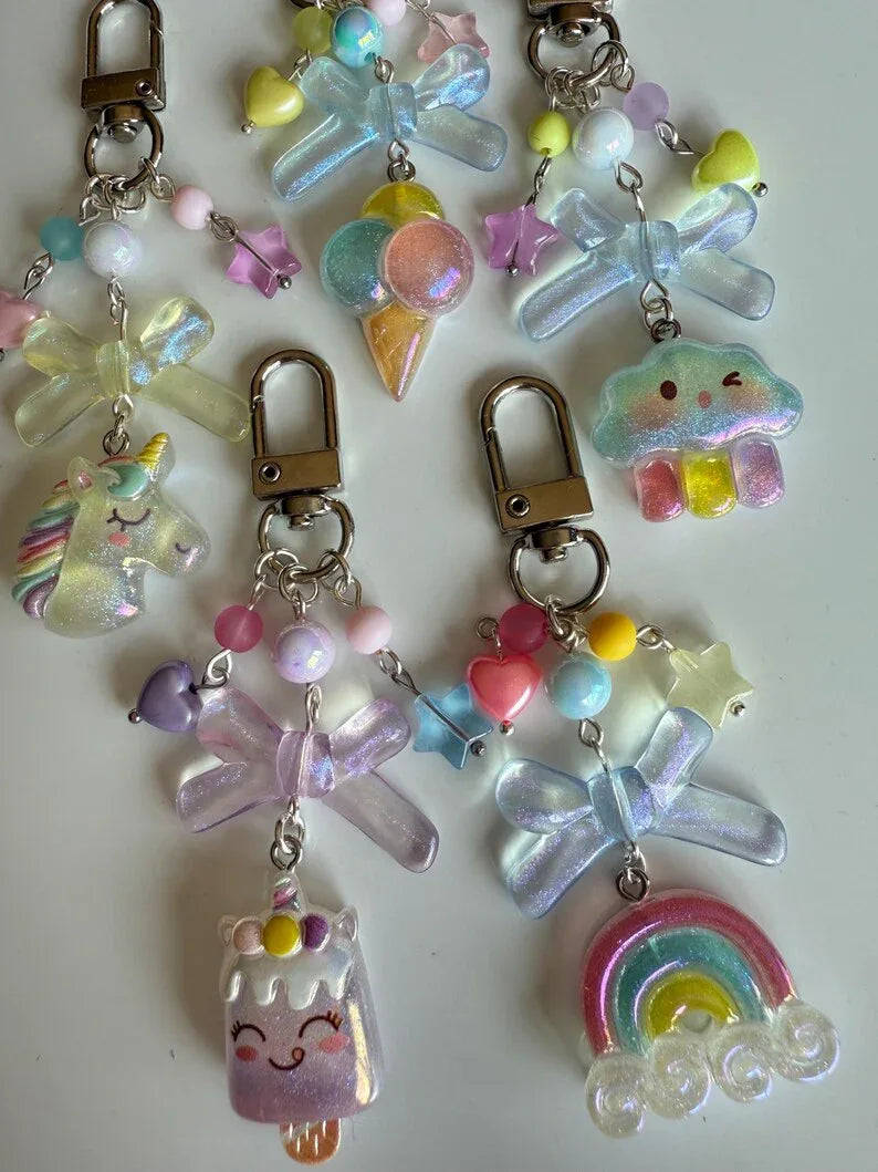 Handmade magical Kawaii keychains, macaron beads, shimmering keychains Beadsbylillixx