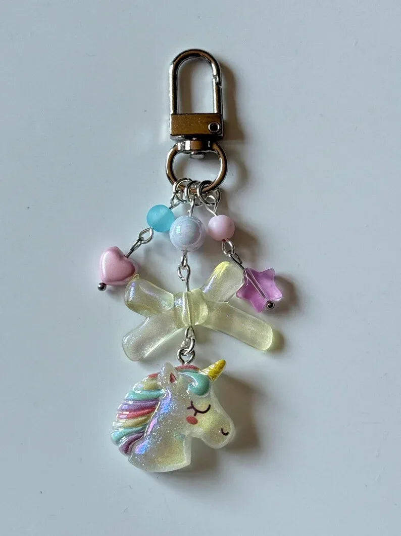 Handmade magical Kawaii keychains, macaron beads, shimmering keychains Beadsbylillixx