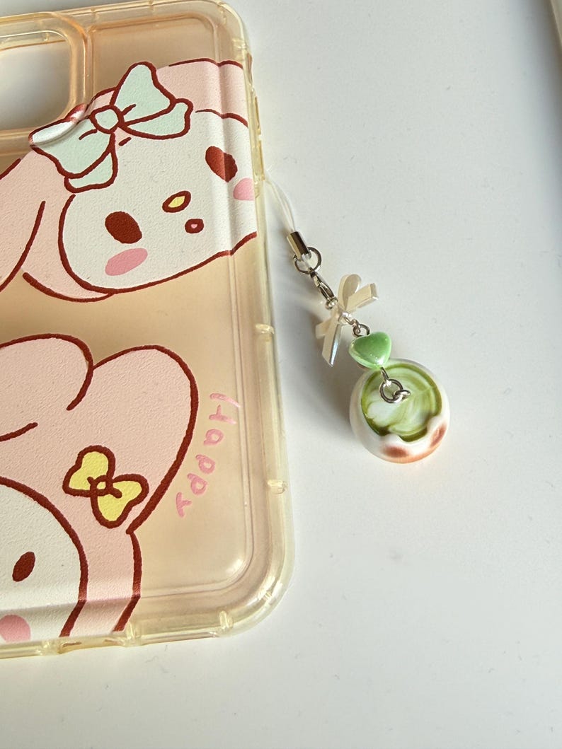 Handmade Matcha Kitty Phone Charms – Kawaii Cat Beaded charm Beadsbylillixx