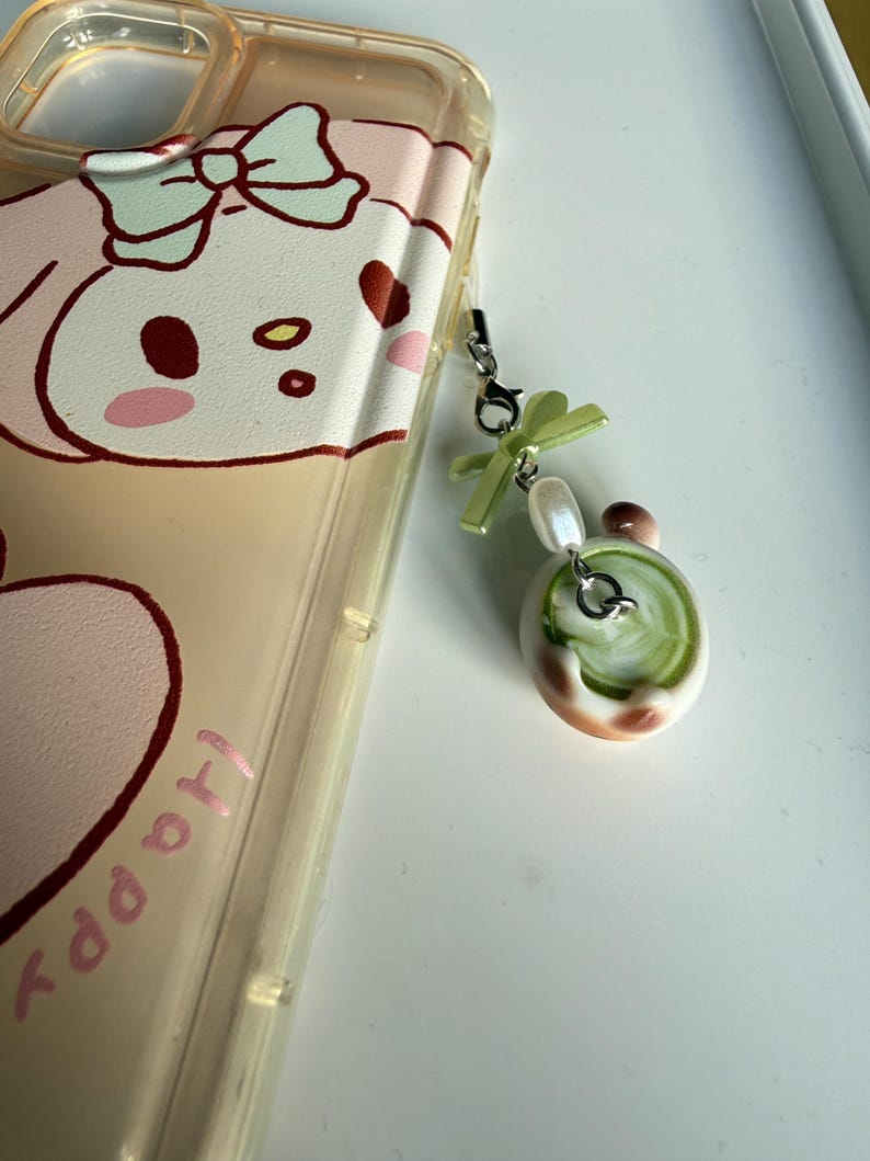 Handmade Matcha Kitty Phone Charms – Kawaii Cat Beaded charm Beadsbylillixx