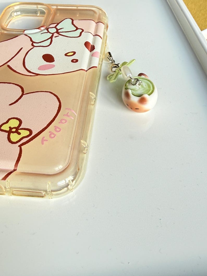Handmade Matcha Kitty Phone Charms – Kawaii Cat Beaded charm Beadsbylillixx