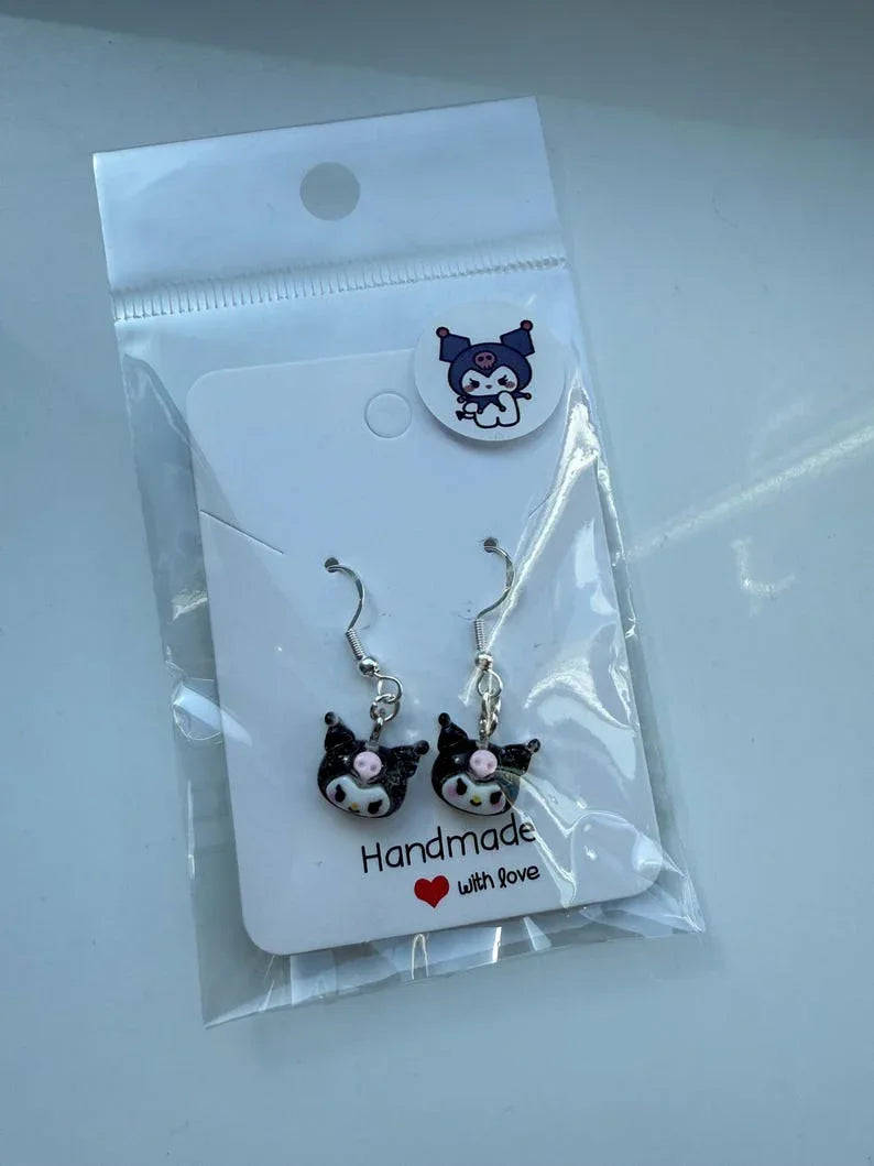 Handmade Mini Sanrio Themed Sterling Silver Earrings, Fish hook, cutecore, hello kitty and friends Beadsbylillixx