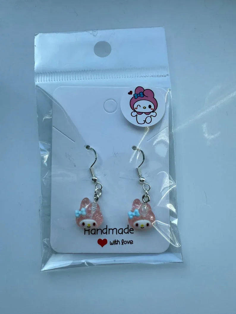 Handmade Mini Sanrio Themed Sterling Silver Earrings, Fish hook, cutecore, hello kitty and friends Beadsbylillixx