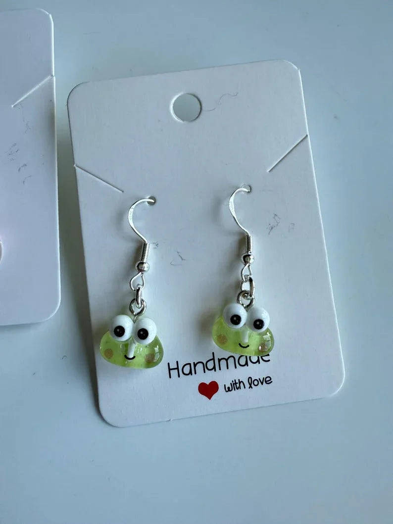 Handmade Mini Sanrio Themed Sterling Silver Earrings, Fish hook, cutecore, hello kitty and keroppi Beadsbylillixx
