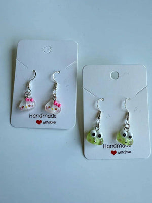 Handmade Mini Sanrio Themed Sterling Silver Earrings, Fish hook, cutecore, hello kitty and keroppi