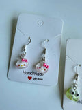 Handmade Mini Sanrio Themed Sterling Silver Earrings, Fish hook, cutecore, hello kitty and keroppi Beadsbylillixx