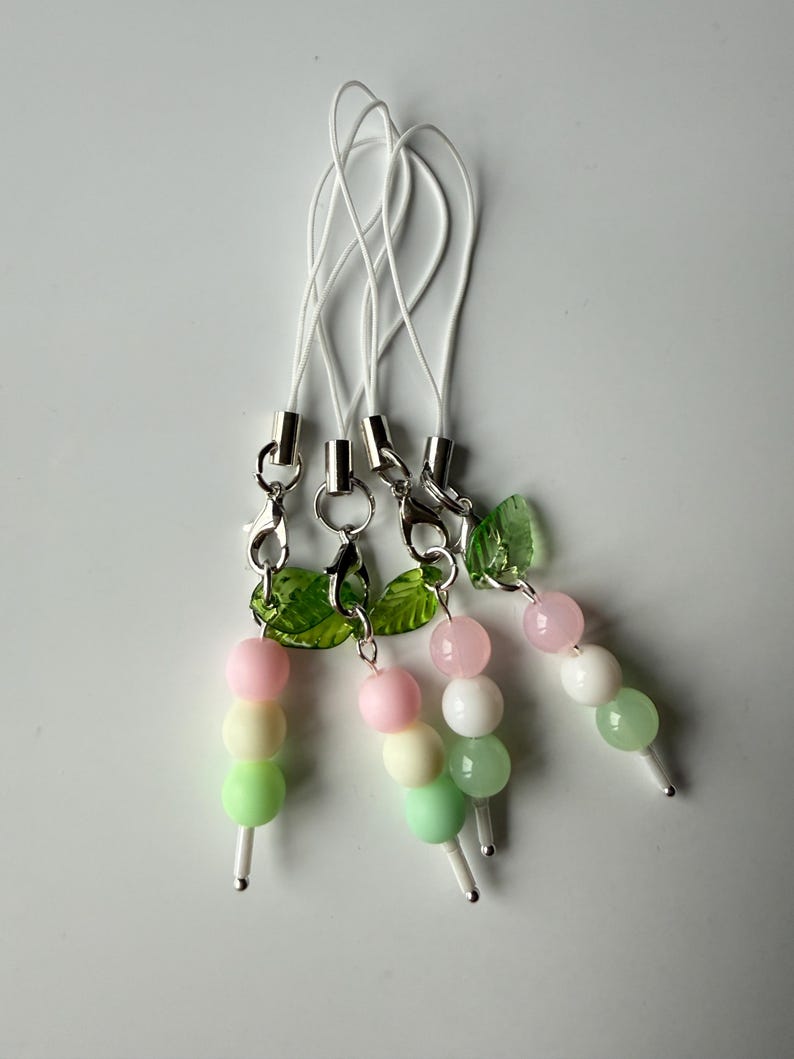 Handmade Pastel Dango Phone Charm – Kawaii Japanese Sweet Beadsbylillixx