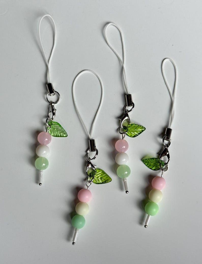 Handmade Pastel Dango Phone Charm – Kawaii Japanese Sweet Beadsbylillixx