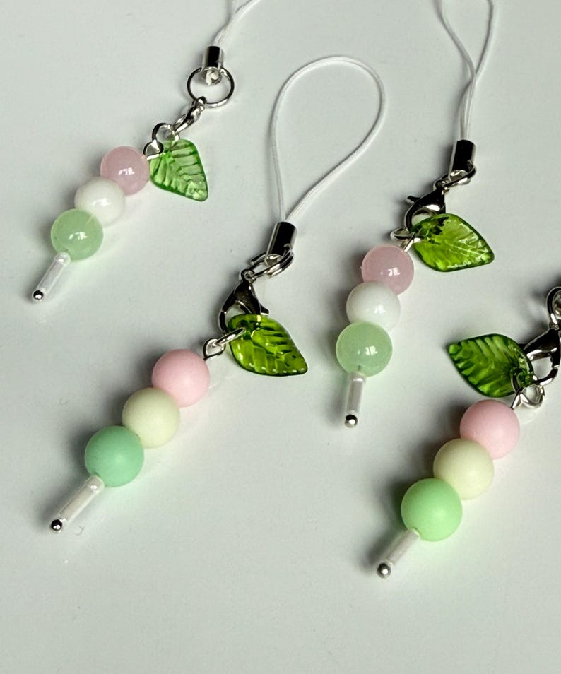 Handmade Pastel Dango Phone Charm – Kawaii Japanese Sweet Beadsbylillixx