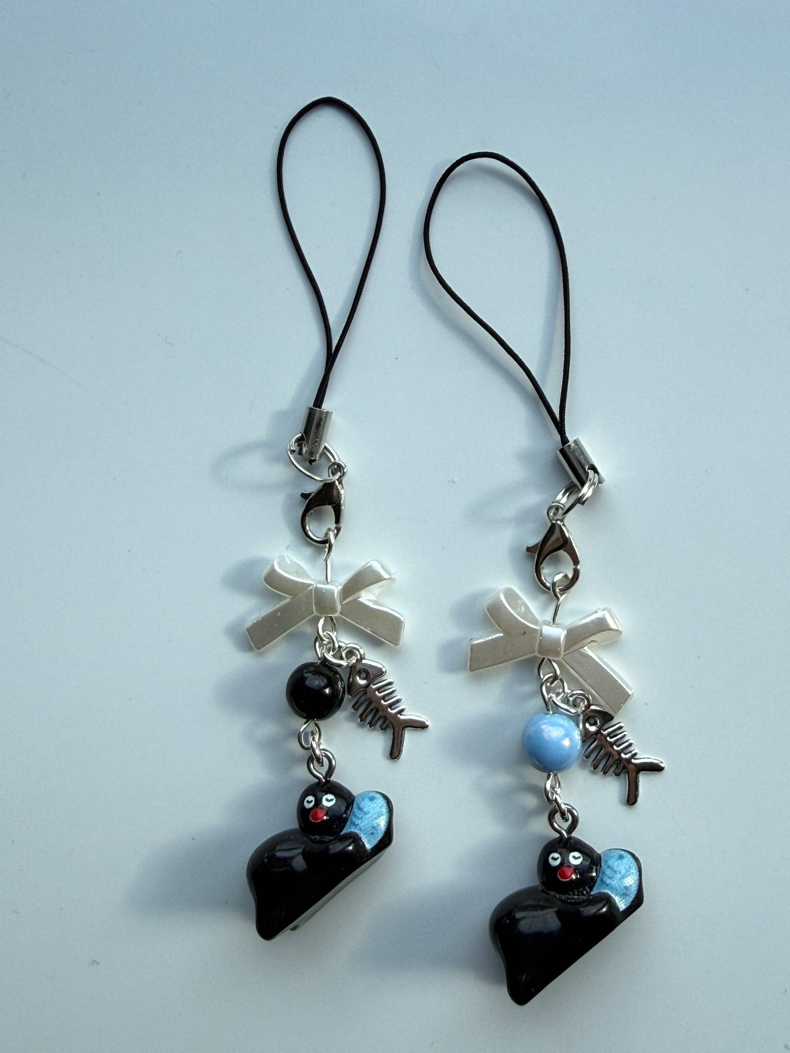 Handmade Pingu and Fish Inspired Phone Charm – Kawaii Y2K Mobile Strap Beadsbylillixx