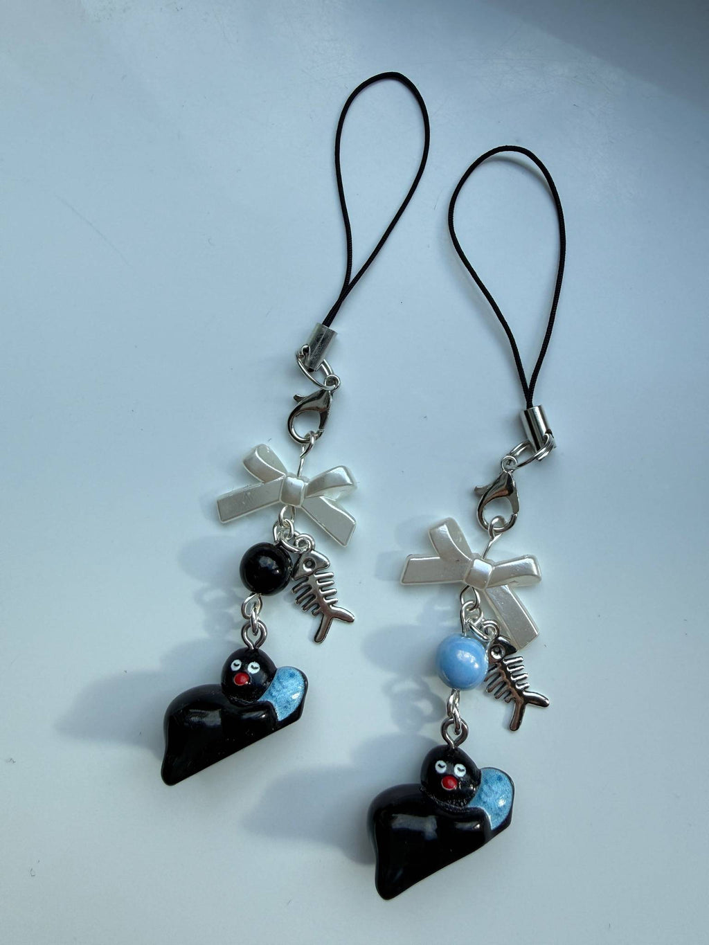 Handmade Pingu and Fish Inspired Phone Charm – Kawaii Y2K Mobile Strap Beadsbylillixx