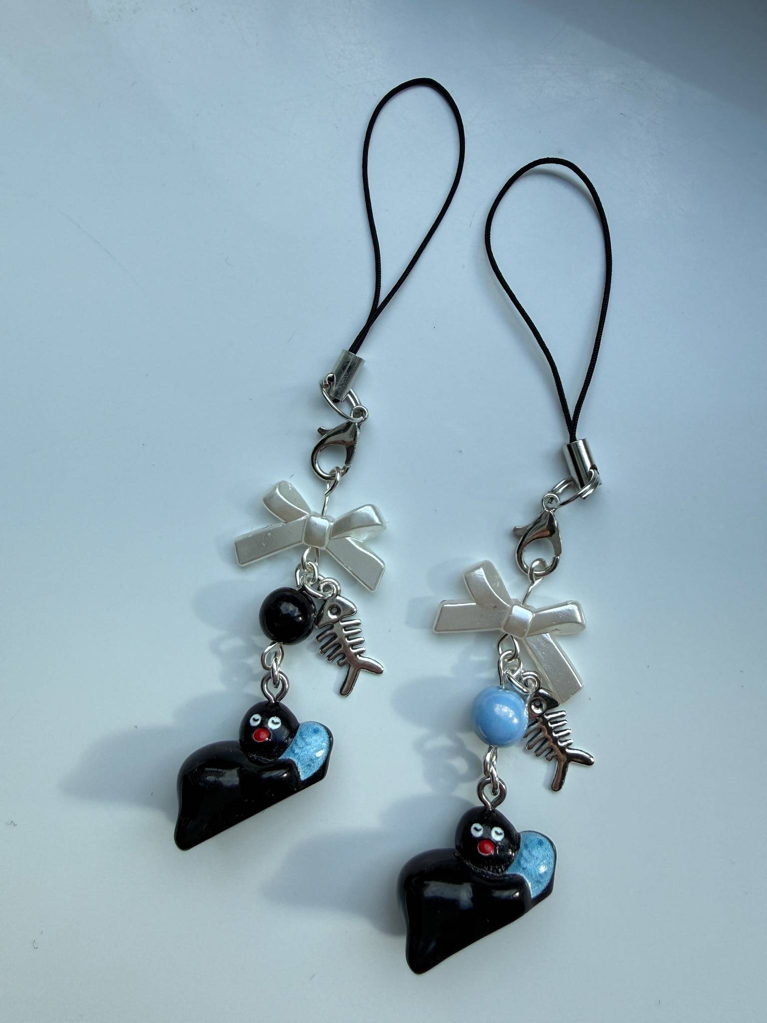 Handmade Pingu and Fish Inspired Phone Charm – Kawaii Y2K Mobile Strap Beadsbylillixx