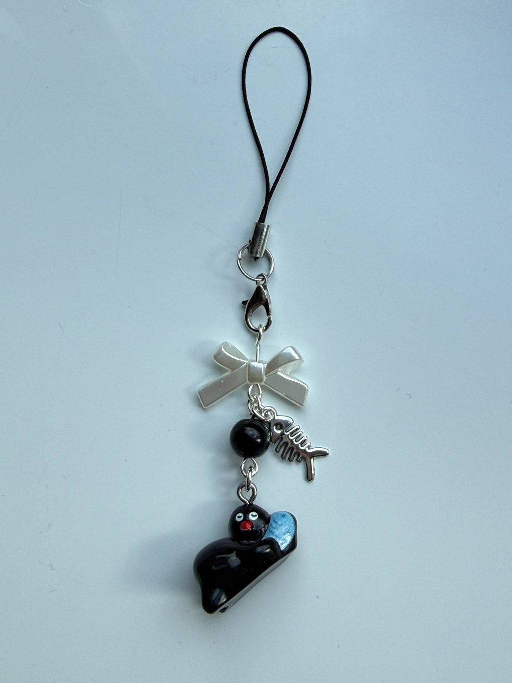Handmade Pingu and Fish Inspired Phone Charm – Kawaii Y2K Mobile Strap Beadsbylillixx