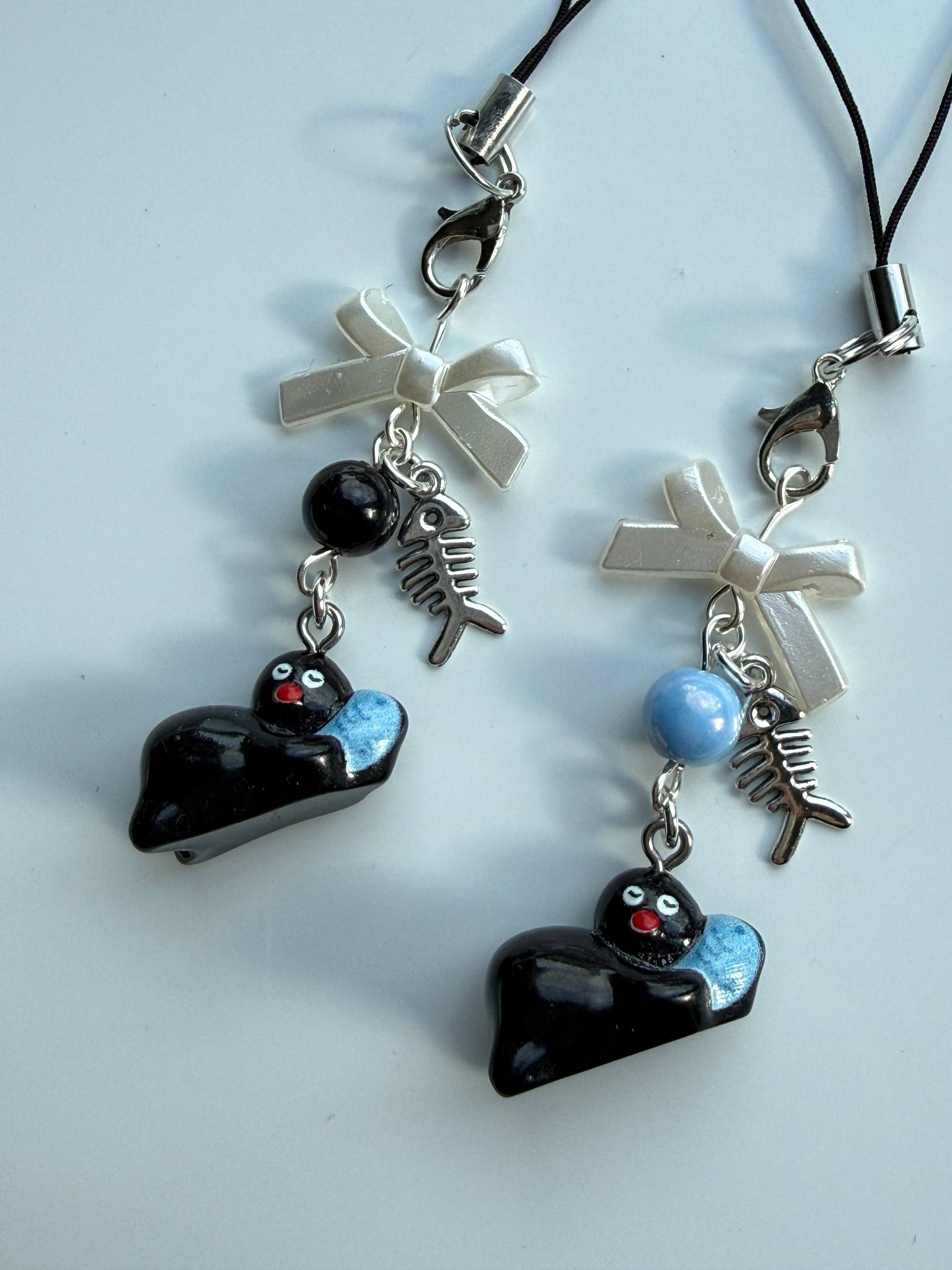 Handmade Pingu and Fish Inspired Phone Charm – Kawaii Y2K Mobile Strap Beadsbylillixx
