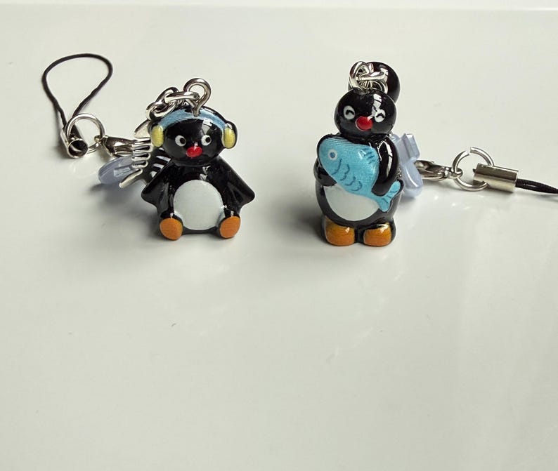 Handmade Pingu Inspired Phone Charm – Kawaii Y2K Mobile Strap Beadsbylillixx