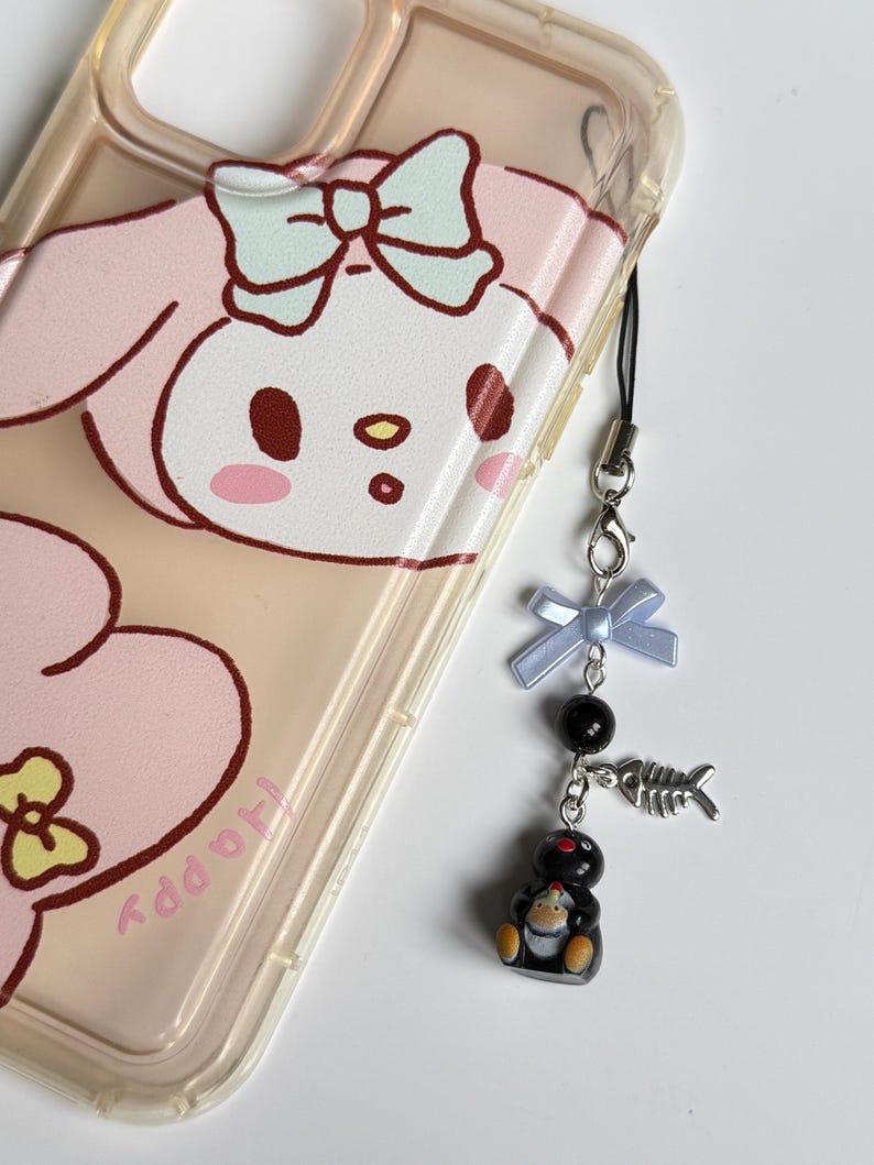 Handmade Pingu Inspired Phone Charm – Kawaii Y2K Mobile Strap Beadsbylillixx