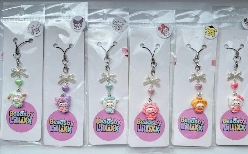 Handmade Sanrio Cosplay themed Phone charms, beaded accessories, sanriocore, kawaii phone charm Beadsbylillixx