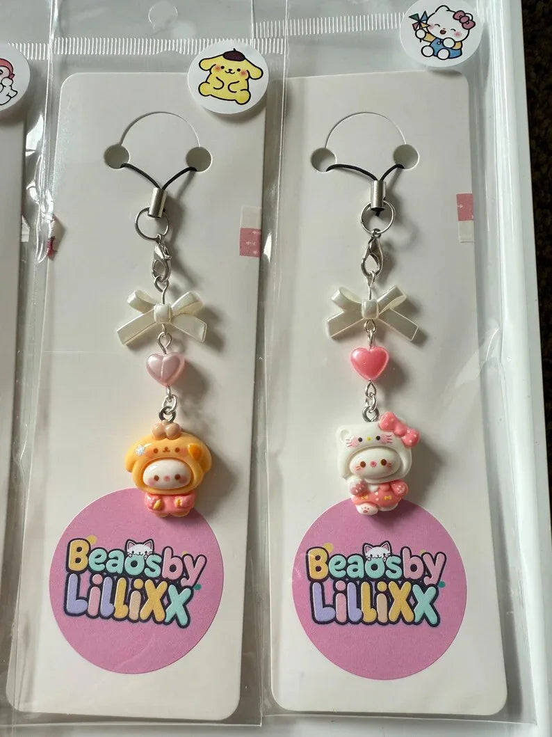 Handmade Sanrio Cosplay themed Phone charms, beaded accessories, sanriocore, kawaii phone charm Beadsbylillixx