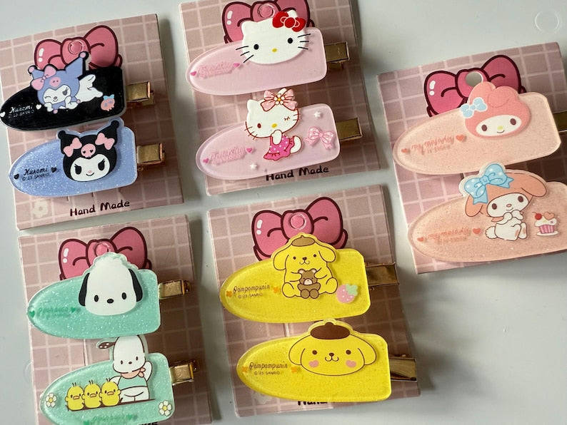 Handmade Sanrio themed hair slides, kawaii hair clip, pochacco, my mld Beadsbylillixx