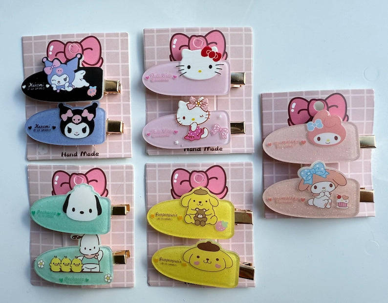 Handmade Sanrio themed hair slides, kawaii hair clip, pochacco, my mld Beadsbylillixx