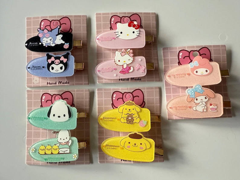 Handmade Sanrio themed hair slides, kawaii hair clip, pochacco, my mld Beadsbylillixx