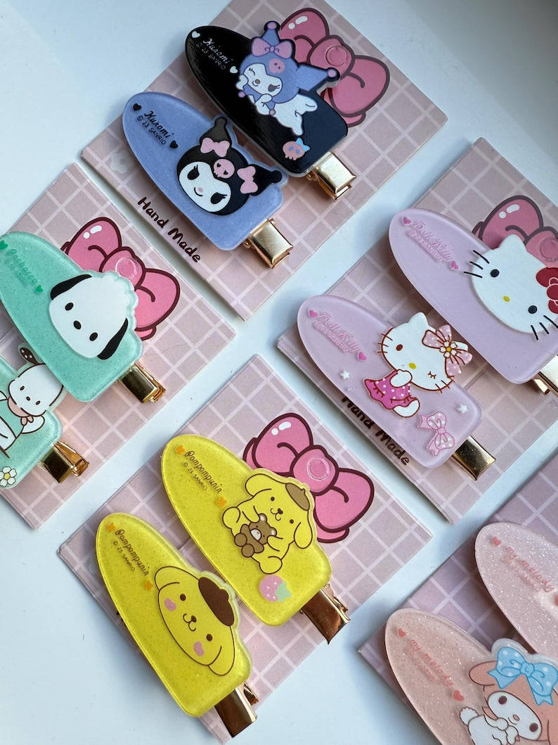 Handmade Sanrio themed hair slides, kawaii hair clip, pochacco, my mld Beadsbylillixx