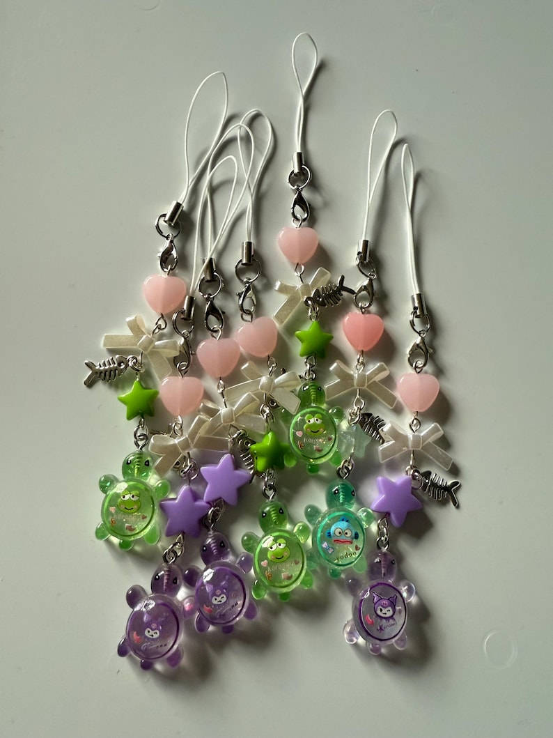 Handmade Sanrio Turtle themed Phone Charm Beadsbylillixx
