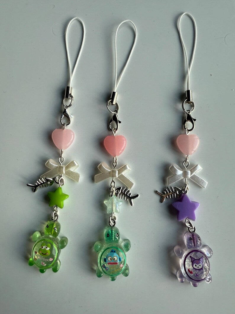 Handmade Sanrio Turtle themed Phone Charm Beadsbylillixx