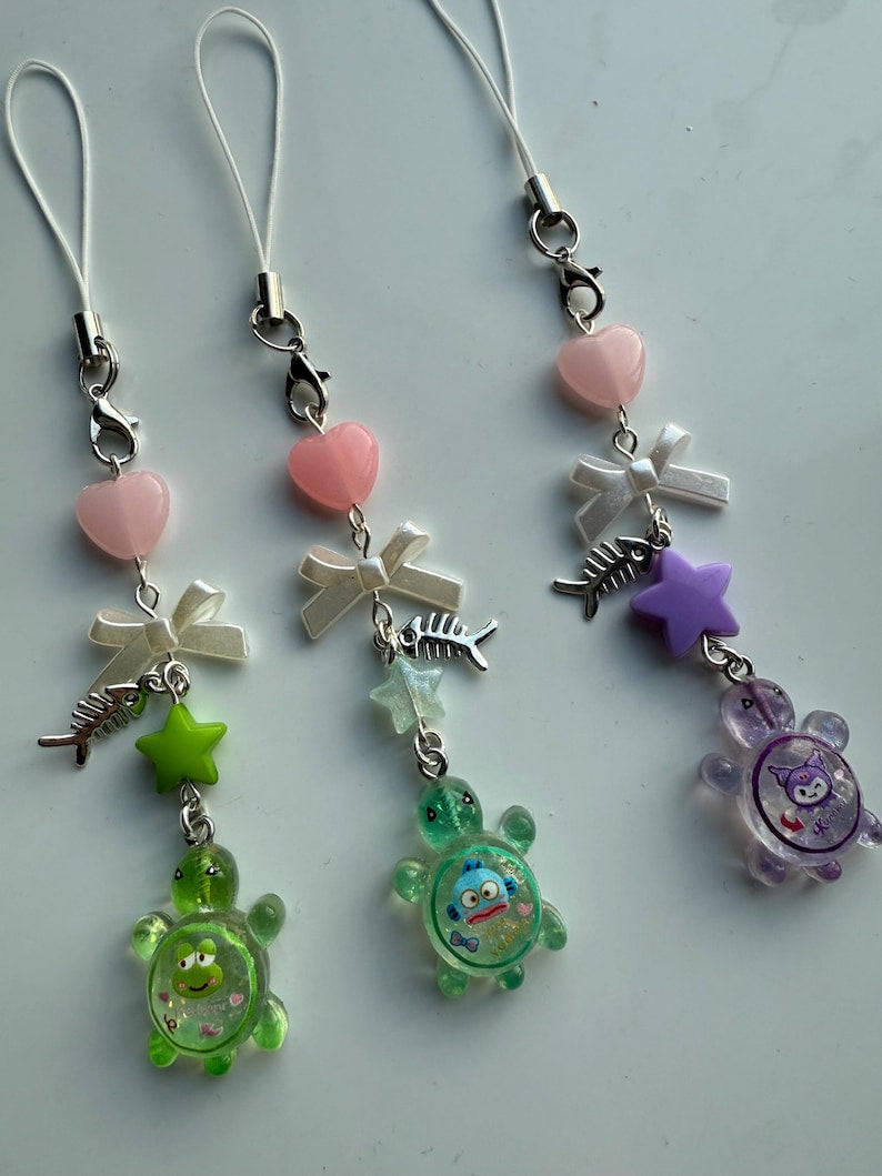 Handmade Sanrio Turtle themed Phone Charm Beadsbylillixx