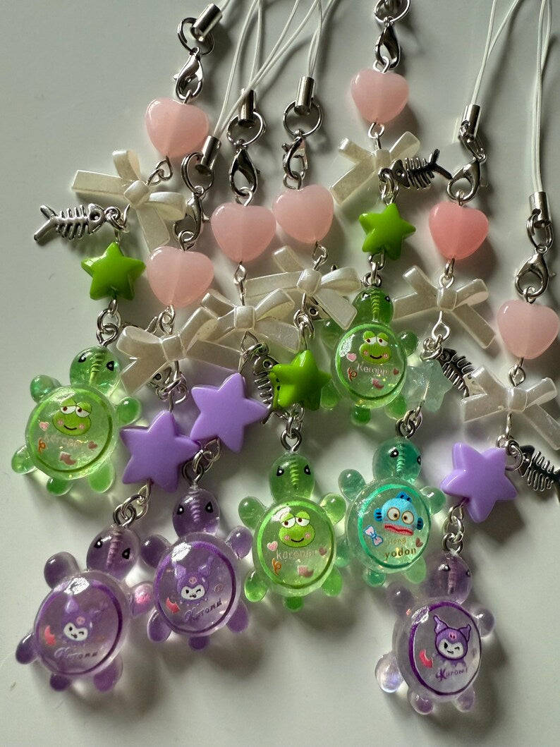 Handmade Sanrio Turtle themed Phone Charm Beadsbylillixx