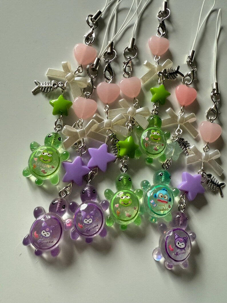 Handmade Sanrio Turtle themed Phone Charm Beadsbylillixx