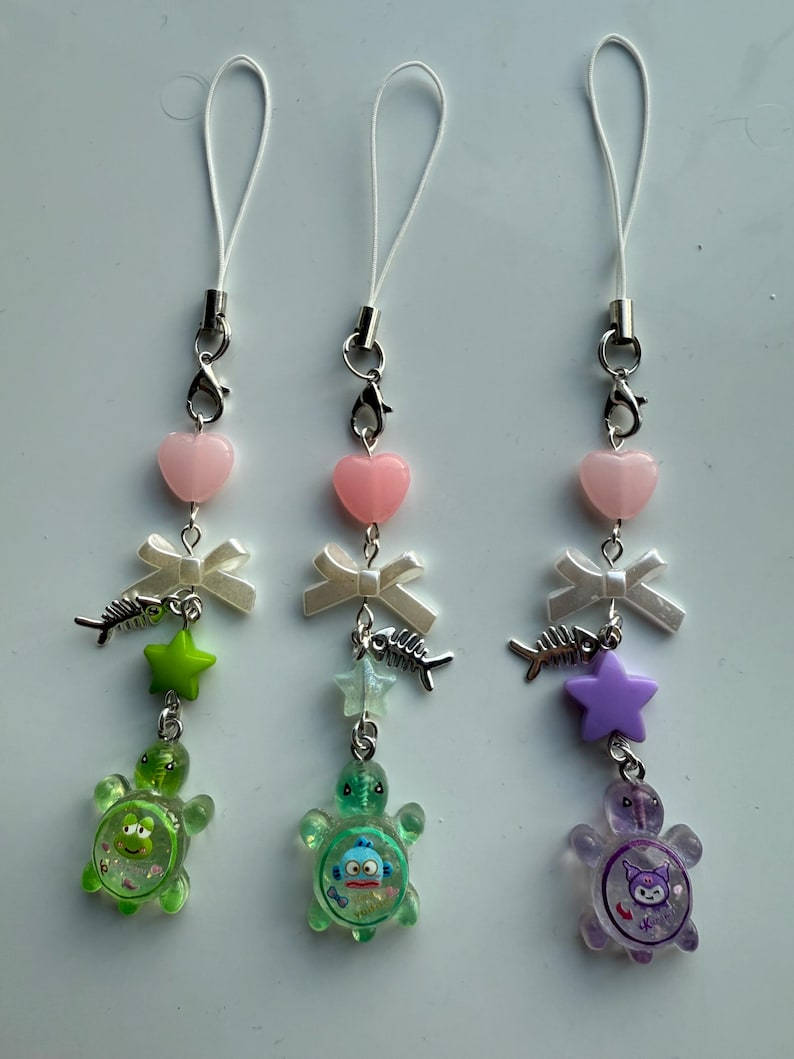 Handmade Sanrio Turtle themed Phone Charm Beadsbylillixx