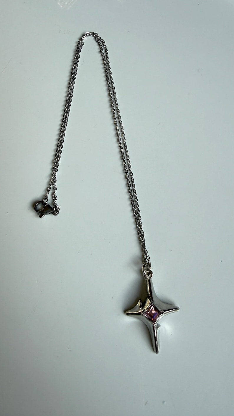 Handmade Whimsical Pink Gem Necklace 17” Beadsbylillixx