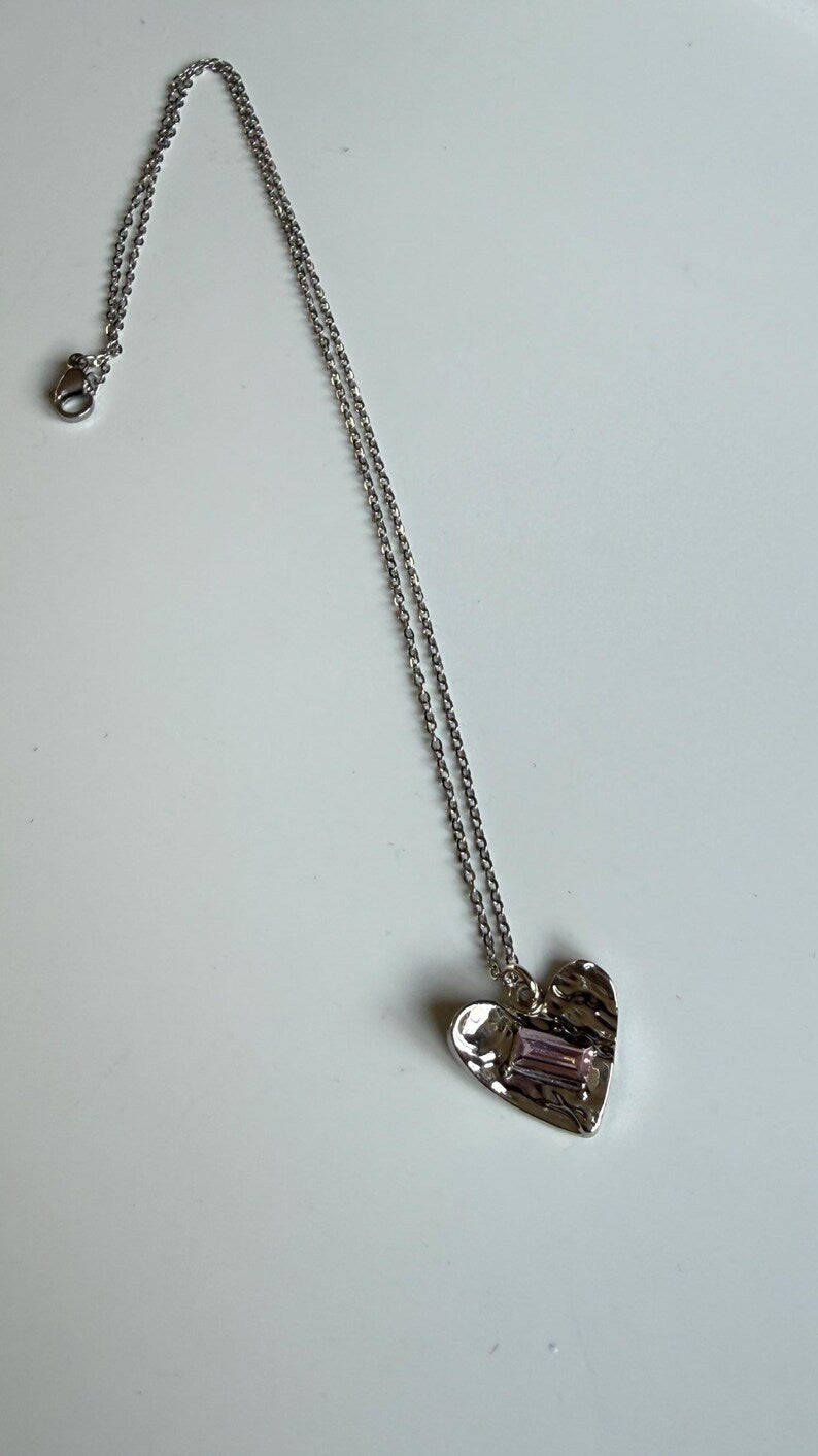 Handmade Whimsical Pink Gem Necklace 17” Beadsbylillixx