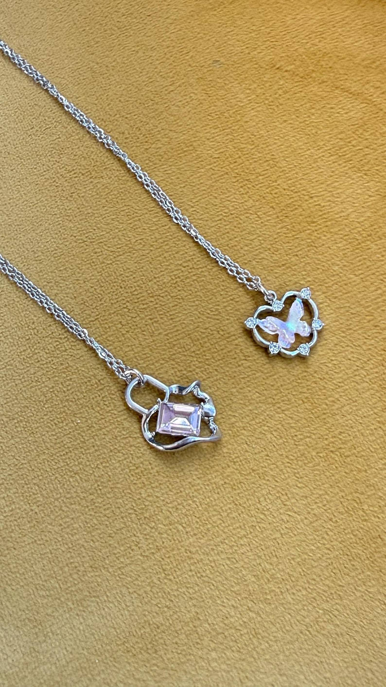 Handmade Whimsical Pink Gem Necklace 17” Beadsbylillixx