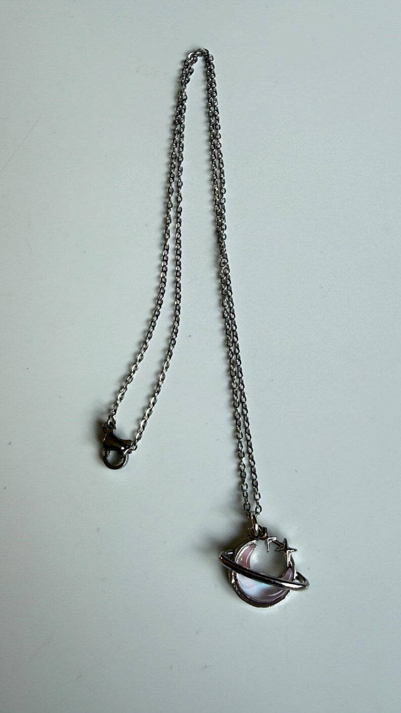 Handmade Whimsical Pink Gem Necklace 17” Beadsbylillixx