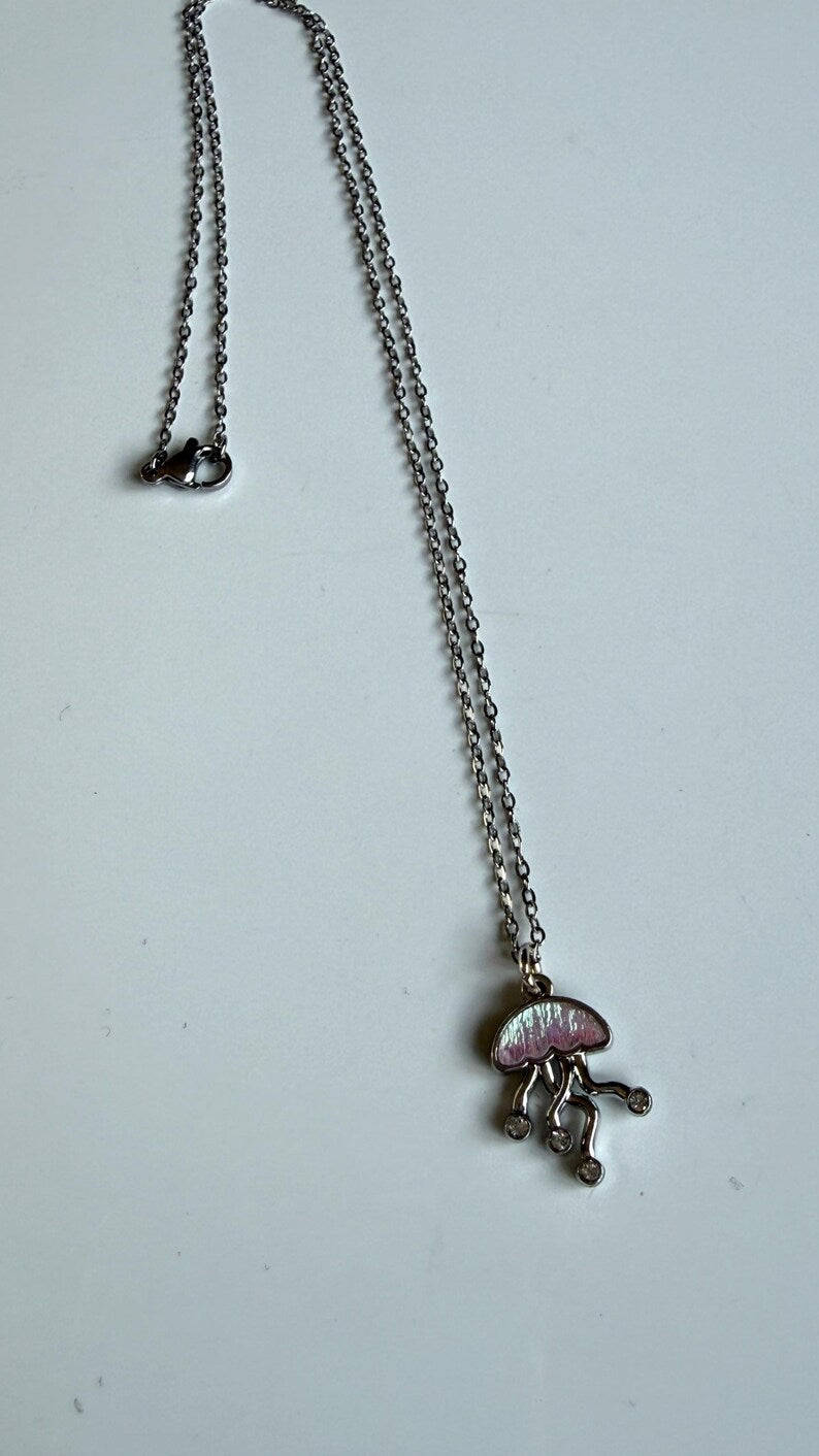 Handmade Whimsical Pink Gem Necklace 17” Beadsbylillixx
