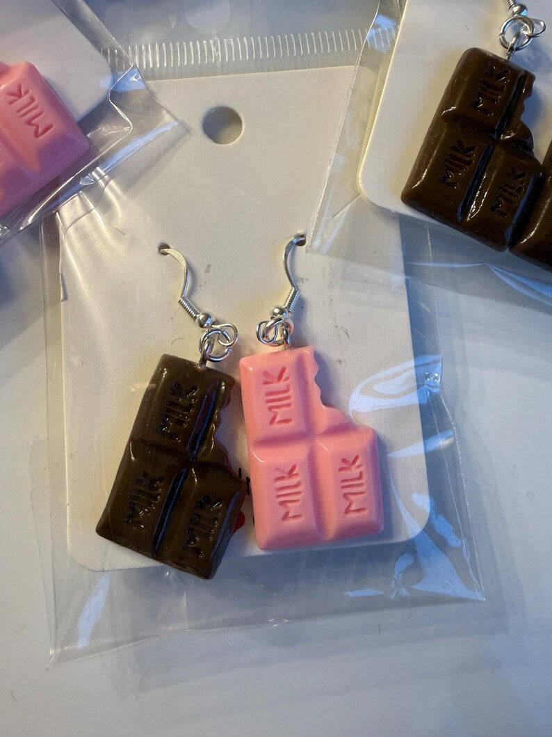 Handmade Y2K Chocolate Bar Earrings Beadsbylillixx