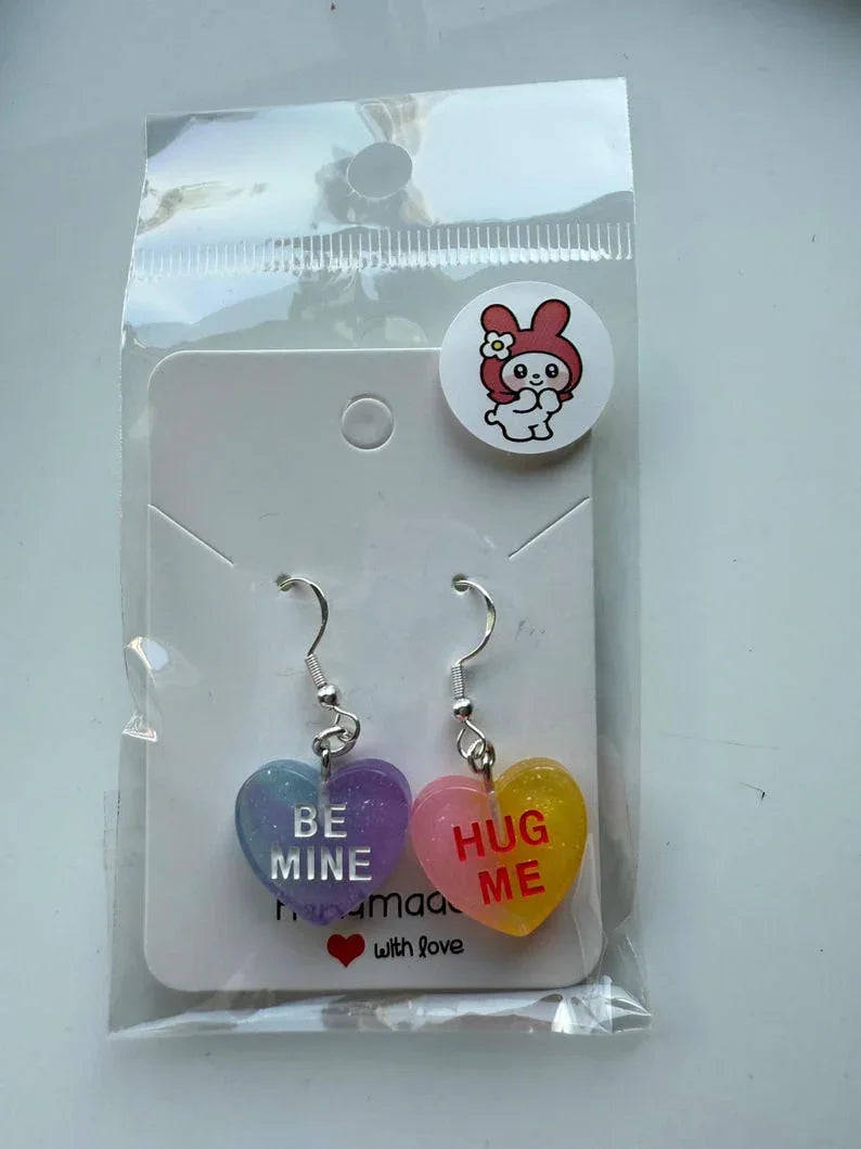 Handmade Y2K Sterling Silver Love Heart Earrings Beadsbylillixx
