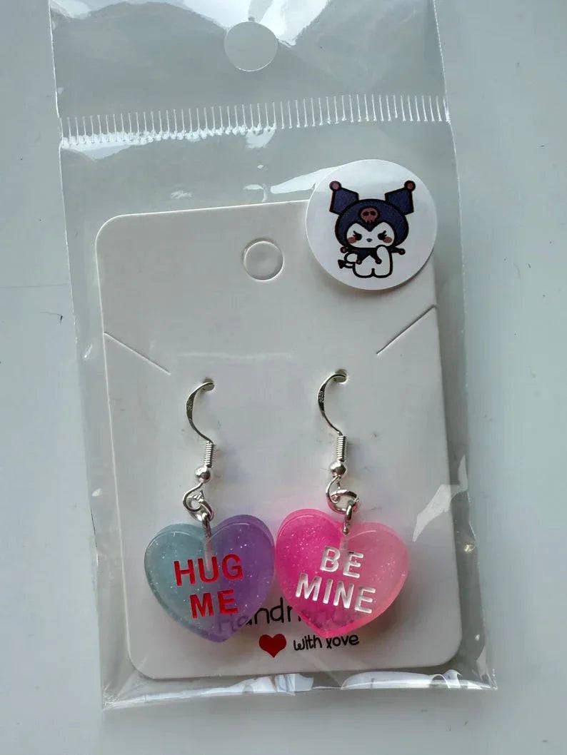 Handmade Y2K Sterling Silver Love Heart Earrings Beadsbylillixx