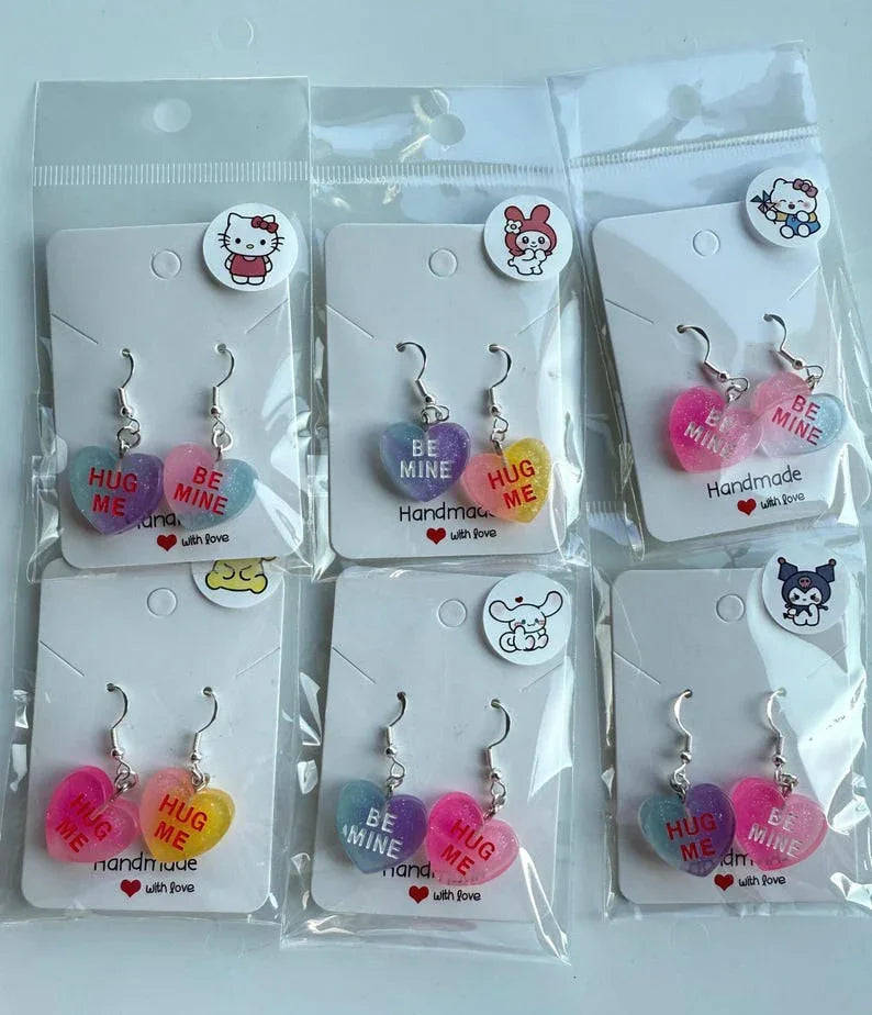 Handmade Y2K Sterling Silver Love Heart Earrings Beadsbylillixx