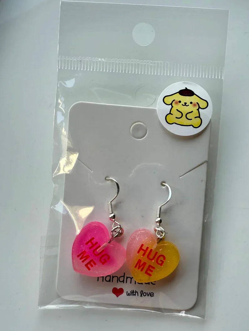 Handmade Y2K Sterling Silver Love Heart Earrings Beadsbylillixx