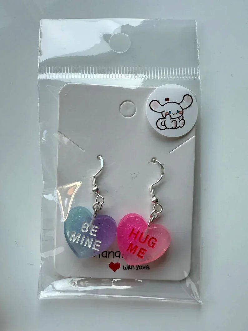 Handmade Y2K Sterling Silver Love Heart Earrings Beadsbylillixx
